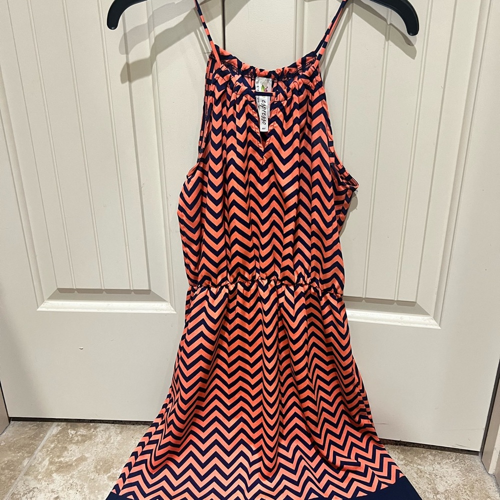 Old Navy Chevron Print Dress - Orange and Navy
